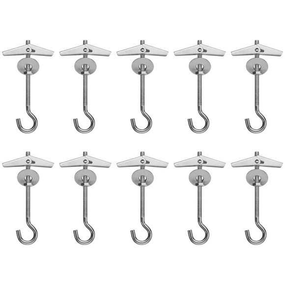 5/10Pcs Wall Fixing Wing, Heavy Duty Toggle Wings Ceiling Hook, Cavity Wall Hooks Bolts Hanger, Carbon Steel Hanging Plants with Springs(10pcs)