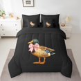 thumbnail image 2 of Erosebridal Cartoon Duck Bedding Full Size, Pink Bowknot Bedding Sets Full Size, Animal Bedroom Decor, Reversible 7 Pieces, 2 of 5