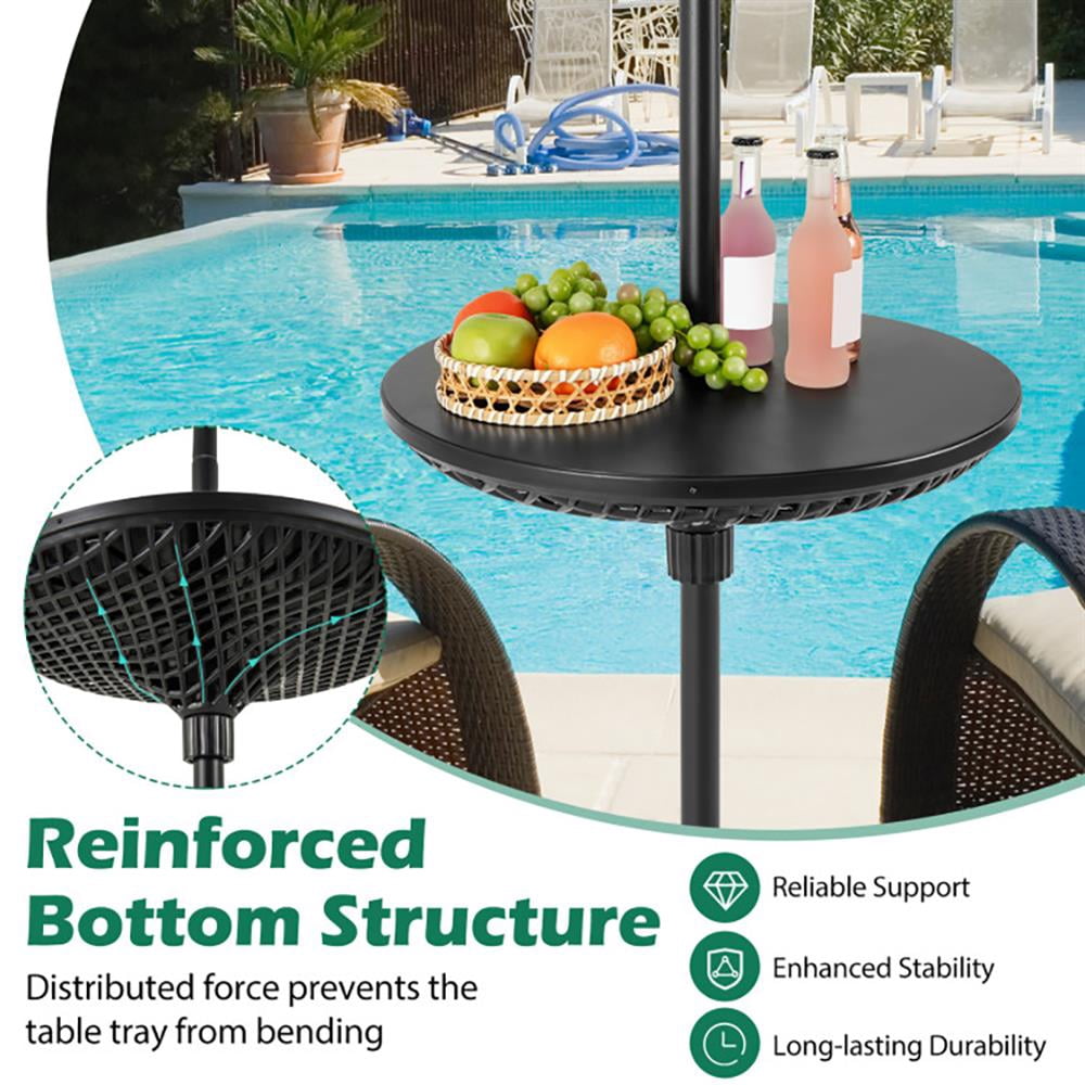 Topcobe Patio Umbrella Table Tray Adjustable with Umbrella Poles, Outdoor Umbrella Bases for Patio Backyard Garden Pool Deck-Black