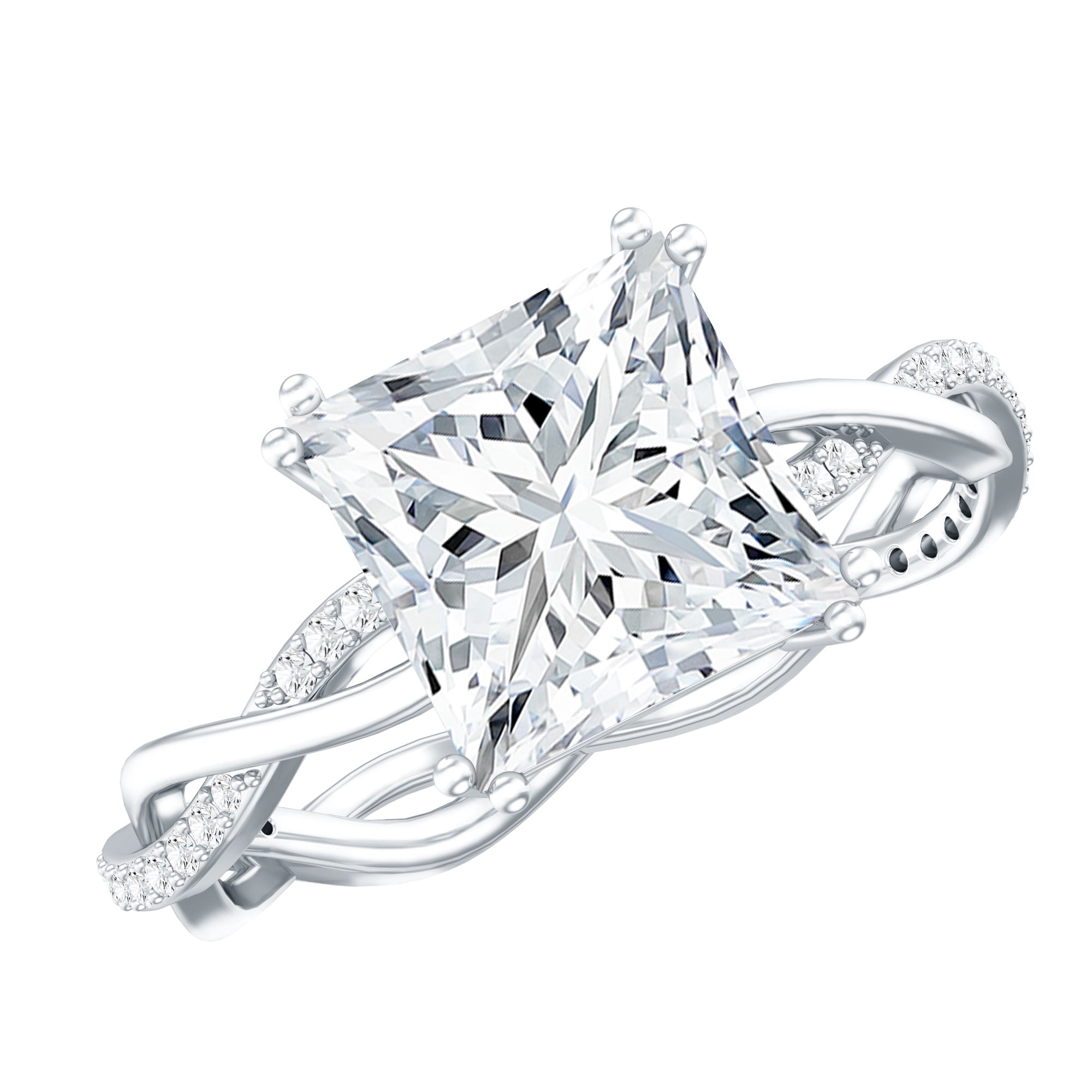Rosec Jewels 3.15 Carat Princess Cut Moissanite Engagement Ring for Women (8 mm, D-VS1 Quality) - Square Cut Ring 925 Sterling Silver with Hallmark, US 5.00