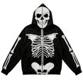 thumbnail image 4 of XIAOCHA Men's Full‑Zip Halloween Hoodie Zipper‑Face Hood Pirate Skull Skeleton Graphic Hooded Sweatshirt, Black, Sizes XL, 4 of 4