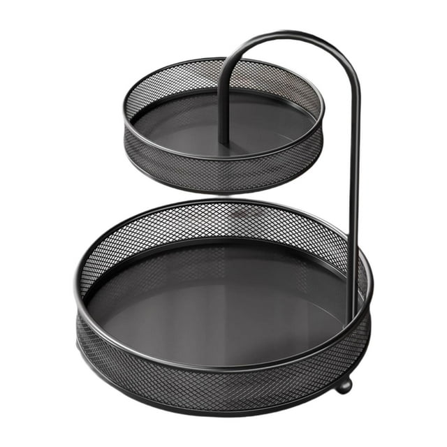 Cesta de frutas, frutero antideslizante de 2 niveles, soporte de almacenamiento, cesta para verduras Negro