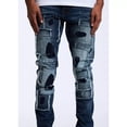 thumbnail image 7 of Crysp Denim Men's Kar Patch Panel Stitching Distressed Rips Skinny Fit Jeans (36, Blue), 7 of 7