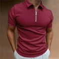 thumbnail image 4 of Men's Zipper Polo Shirts Clearance Polo T Shirts Men's Large Sports T Shirt Solid Short Sleeve Lapel Collar T Shirt Casual Top Business Casual Tops Golf Shirts, 4 of 4