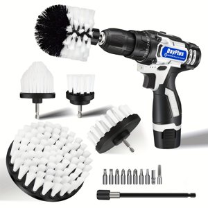 HLONK Cordless Power Drill Brush Set  2 In 1 Electric Screwdriver With 5pcs Power Scrubber Brush  45 Nm  25+1 Torque  1.5AH Battery  LED Light  10pcs Drill Bits  Drill Driver Kit For Home