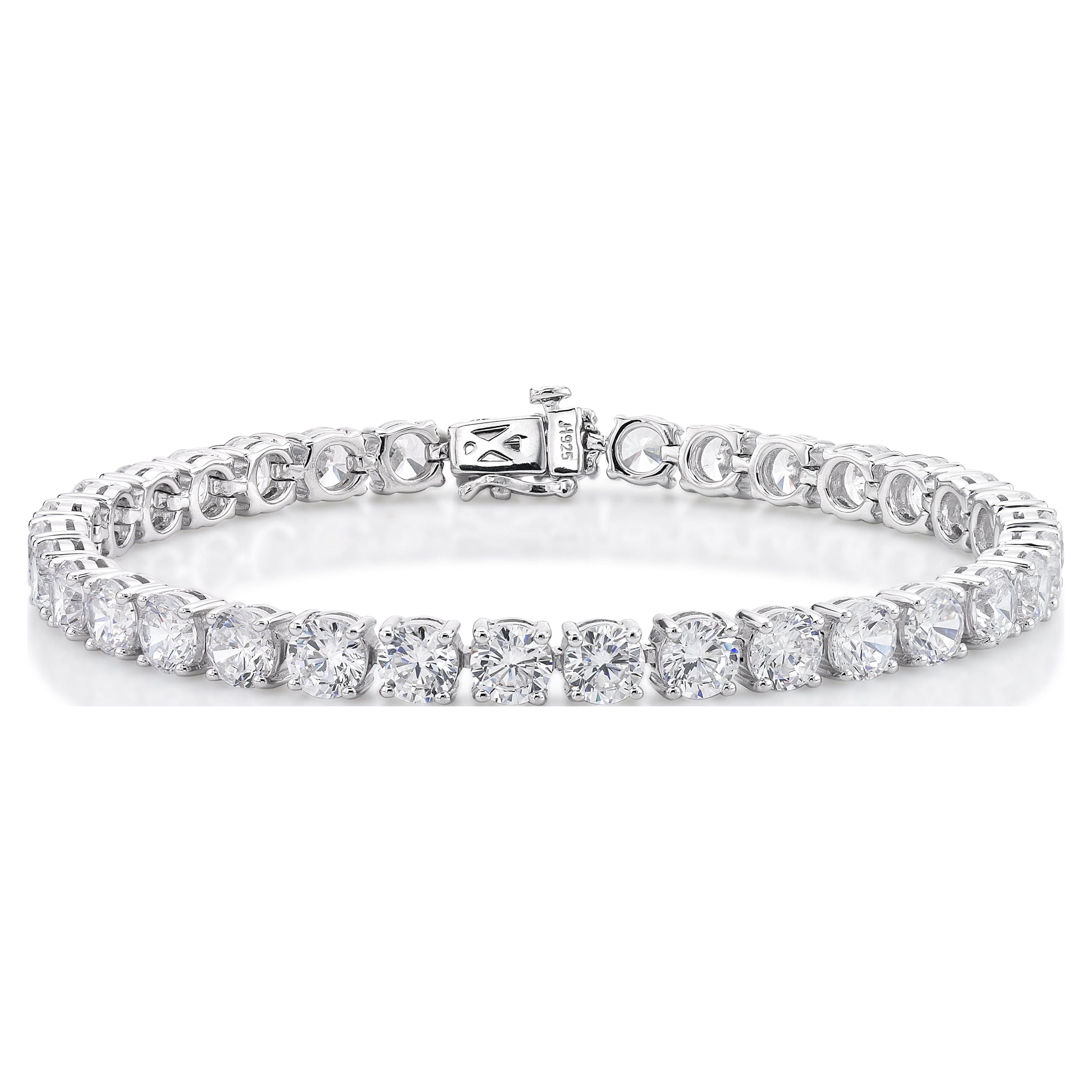 Brilliance Fine Jewelry Classic Tennis Bracelet Simulated White Diamond 7.25" in 925 Sterling Silver
