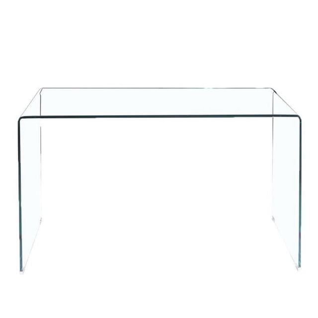 Heavenly Collection Glass Large Console in Clear, Clear Glass Large Console, Un-tempered Glass Large Console, Bent Glass Large Console, Waterfall Large Console, Glass Large Console Table