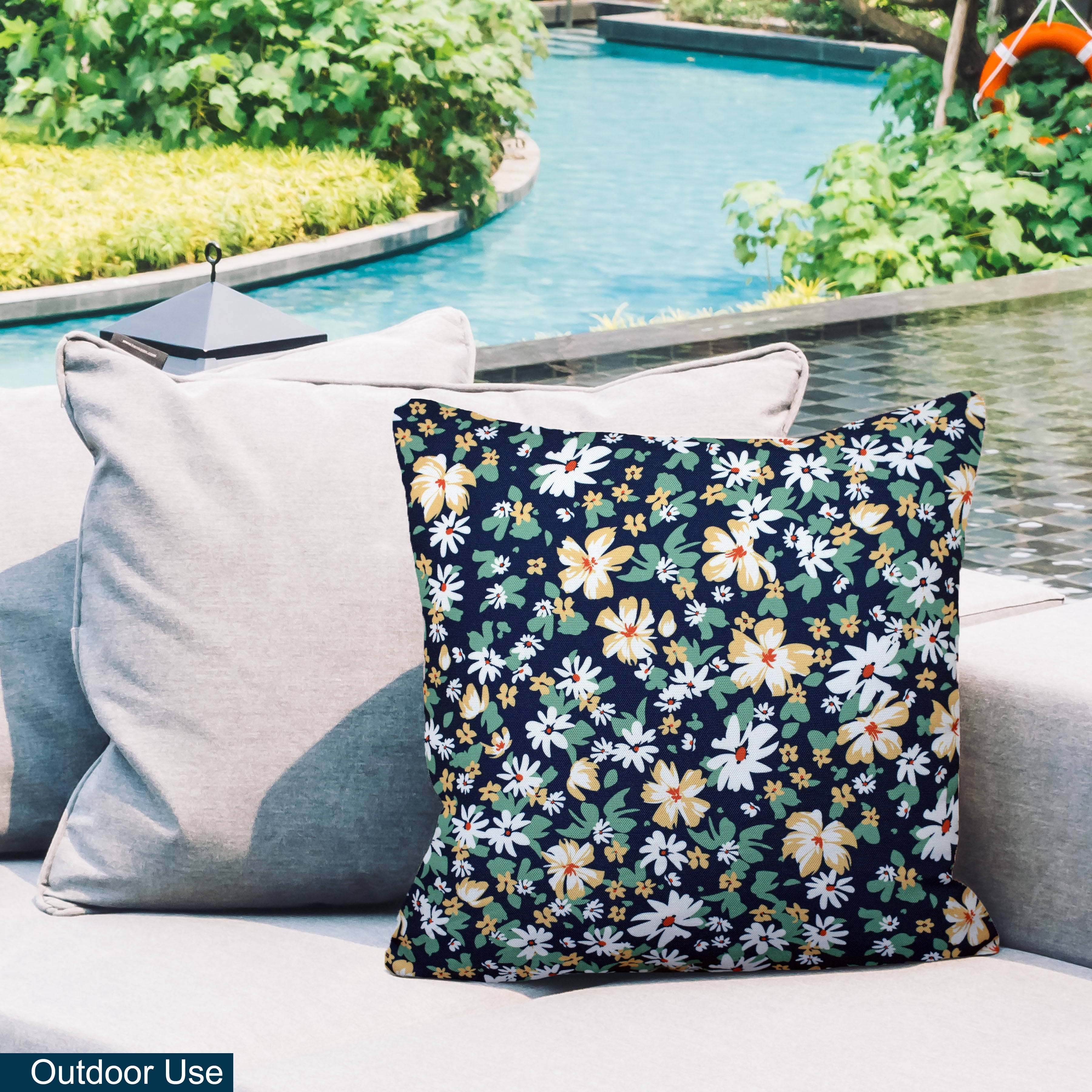 Indoor Outdoor Waterproof Lumbar Pillows - Set of 2, 18''x18'' with Included Inserts - Stylish Comfort for Your Patio Furniture, Garden Chairs, or Indoor Déco
