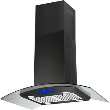 Island Mount Range Hood 36 inch Kitchen 3-Speed Extractor Fan Mesh filter Tempered Glass
