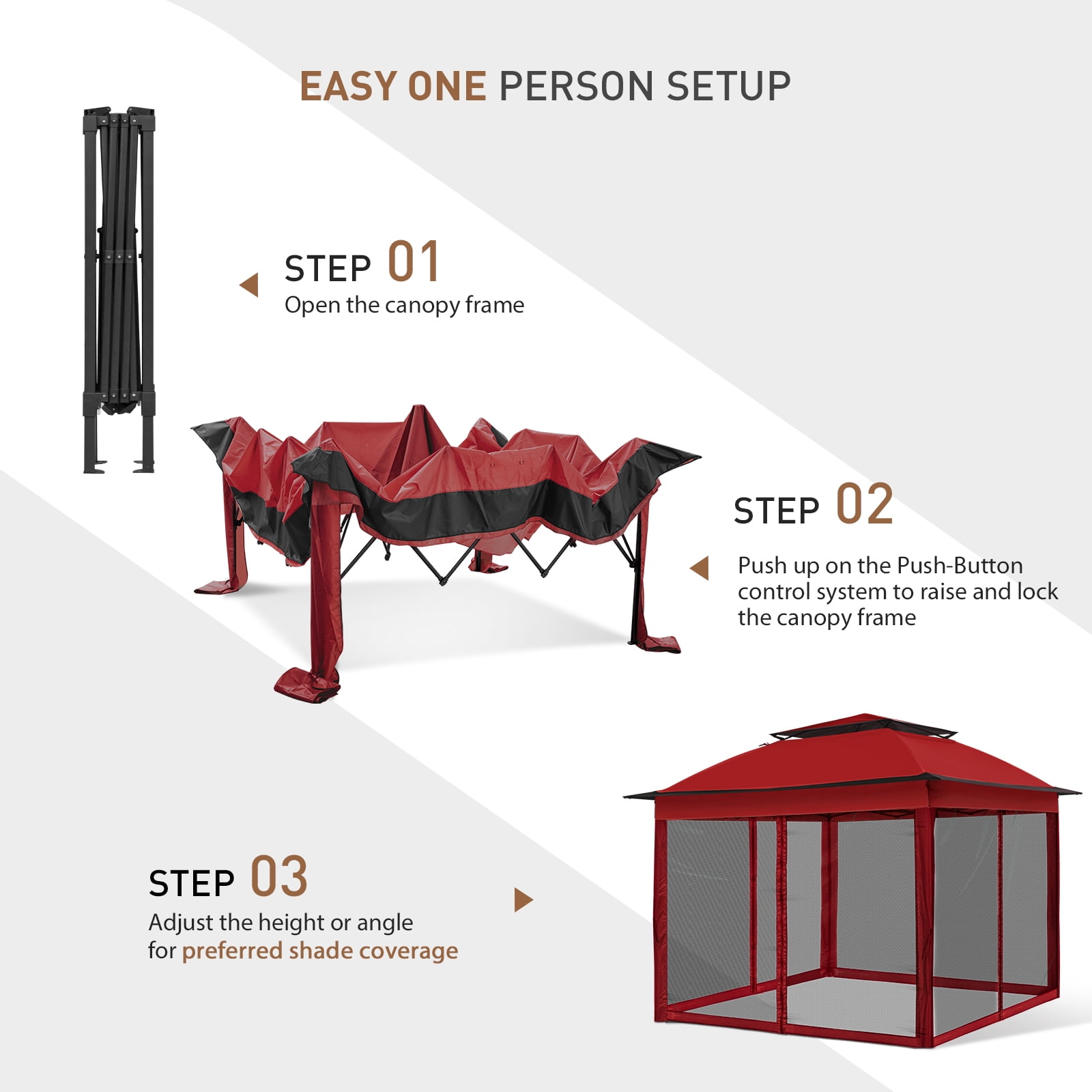 EAGLE PEAK Gazebo 11 x 11 ft Straight Leg Pop-Up Canopy(Red)