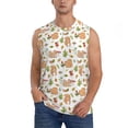 thumbnail image 2 of Lsque Squirrel And Mushroom Print Men's Cotton Blend Sleeveless Muscle Shirts (S-3XL)- Moisture Wicking, Odor Protection, UPF 30+,XX-Large, 2 of 8