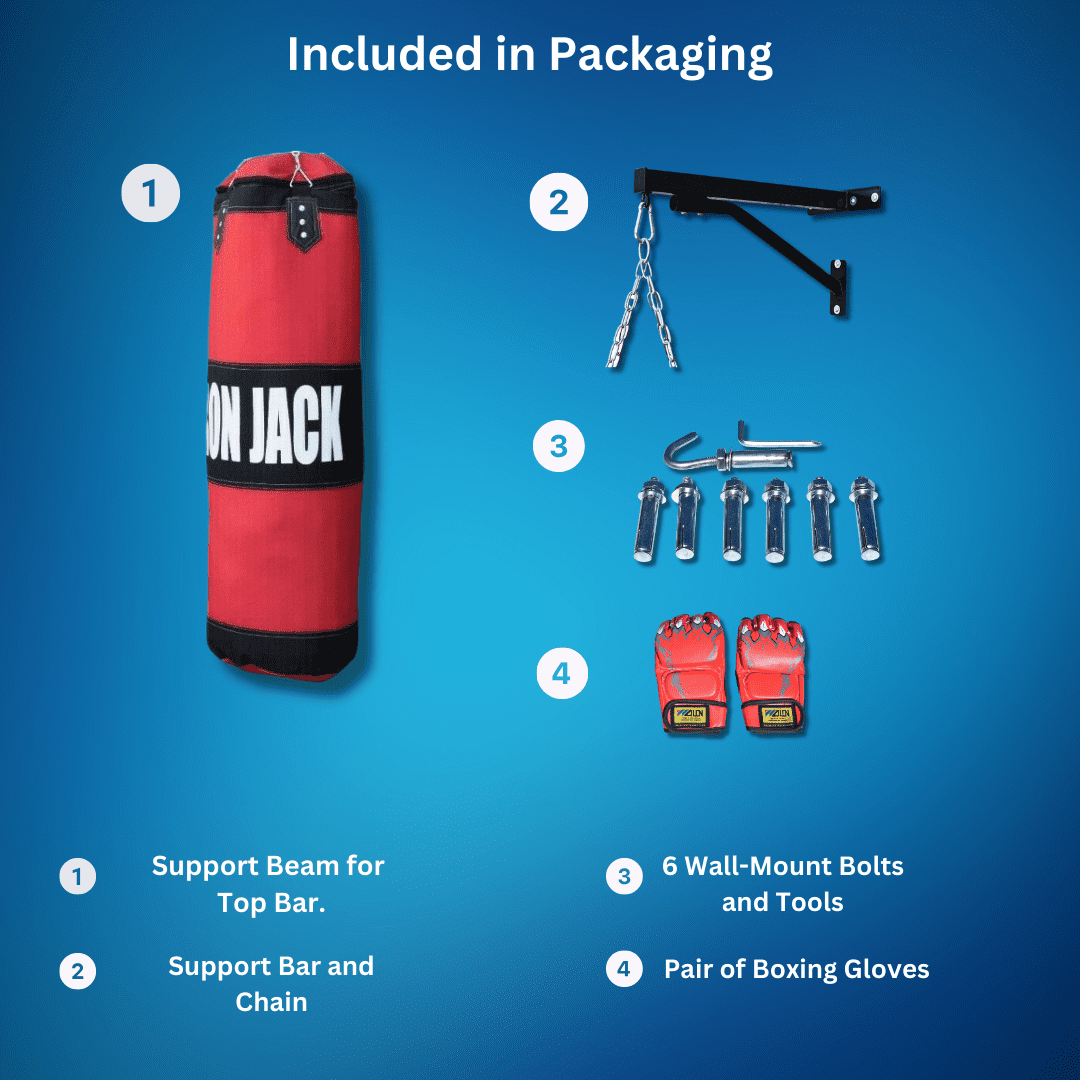 Iron Bar™  Boxing Hanging Bag Unfilled MMA Punching Bag for Kickboxing, Muay Thai, Exercise, Fitness, Cardio, HIIT Workout with Gloves