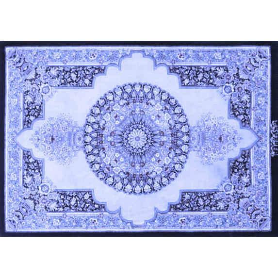 Ahgly Company Machine Washable Indoor Rectangle Persian Blue Traditional Area Rugs, 2' x 5'