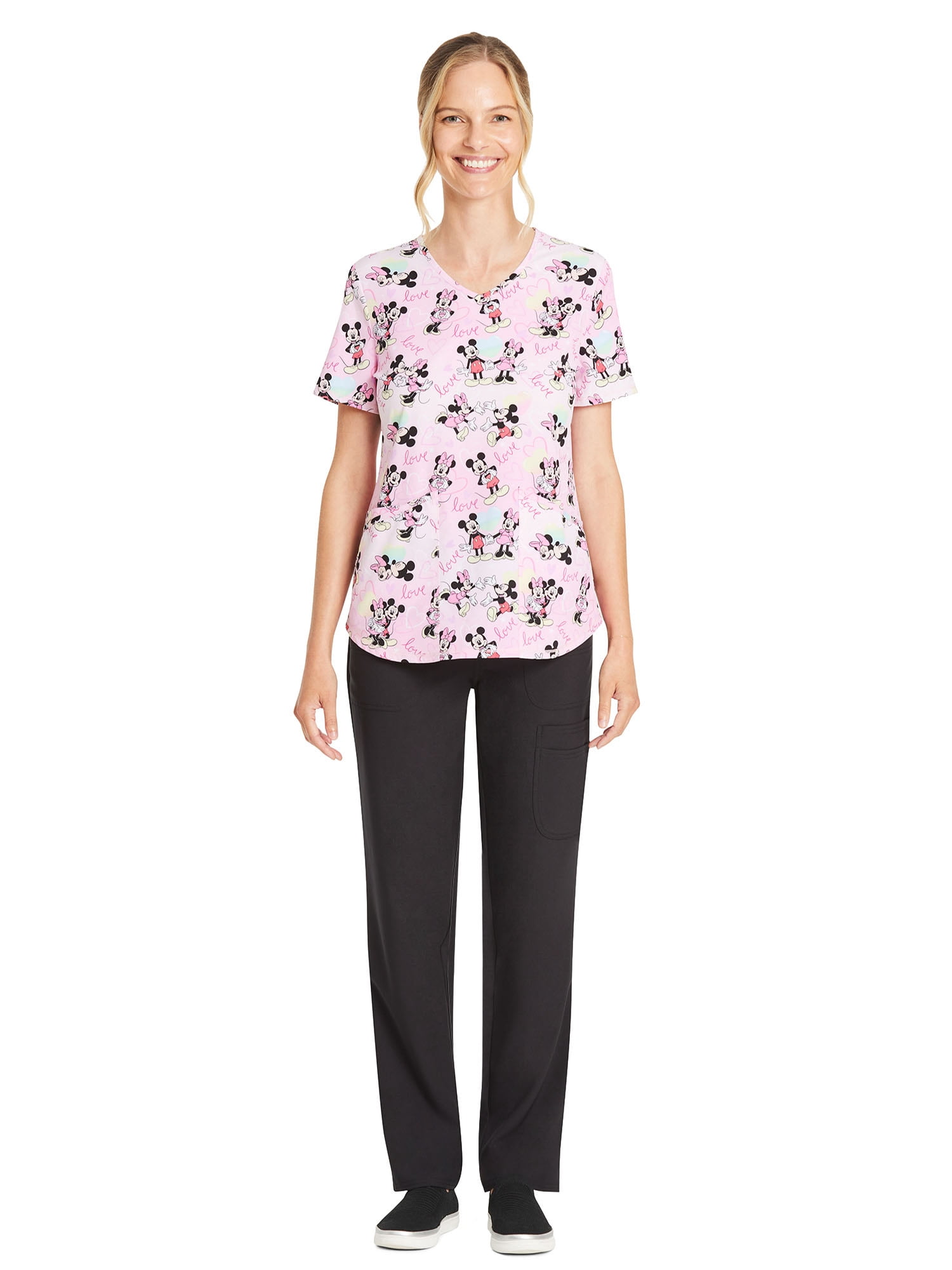 Disney Mickey Love Surrounds Women’s V-Neck Scrub Top
