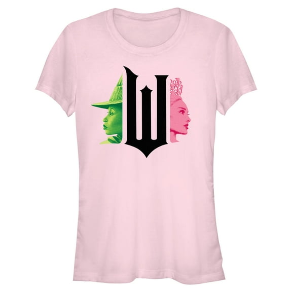 Junior's Wicked Elphaba and Glinda Black Logo Graphic T-Shirt
