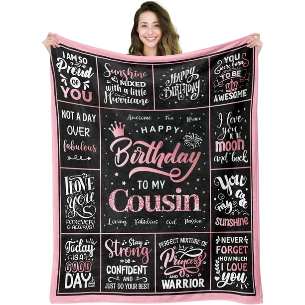 LHSHID Birthday Gifts for Cousin Happy Birthday Cousin Gifts Blanket Cousin's Birthday Gift Ideas Unique Birthday Gifts for Cousin Cousin Bday Gift Throw Blanket 40"x50"