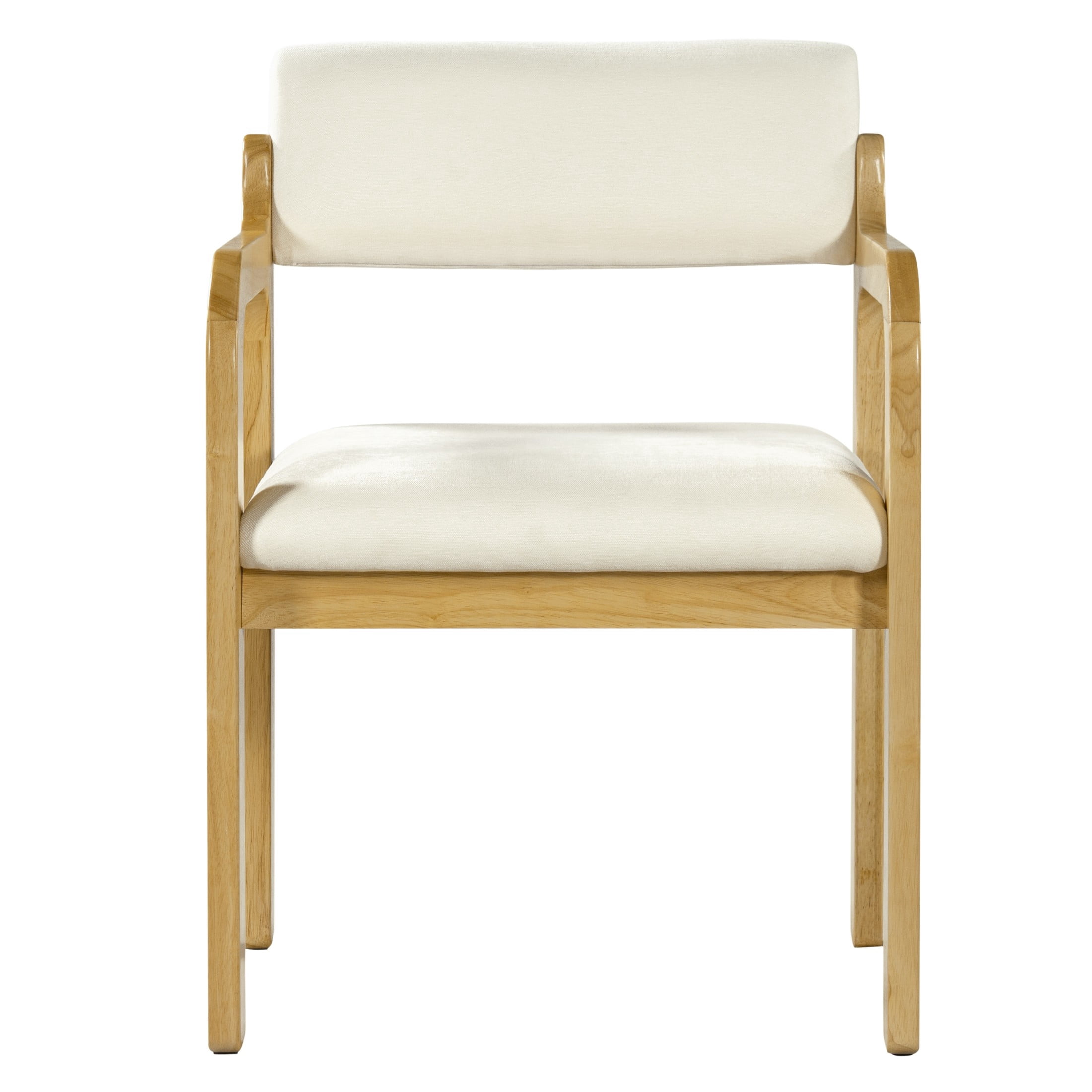 Christopher Knight Home Modern Upholstered Dining Chairs with Wood Frame, Natural+Beige, Set of 2