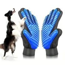 Pet Grooming Glove Hair Remover Brush Gentle Deshedding Efficient Pet Mitt Pet Massage Gloves Left & Right Hand Draw Dogs Cats Horses Long Short Fur (1Pair Left & Right Hand)