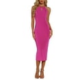 thumbnail image 1 of INSPIRE CHIC Vestido Midi de Fiesta de Cuello Halter con Abertura en la Parte Frontal y Espalda Descubierta para Mujeres XL Rosa Fucsia, 1 of 1