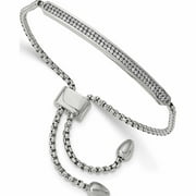 Stainless Steel Polished With 2 Row Cz Bar Friendship/Bolo Adj Bracelet Made In China -Jewelry By Sweet Pea