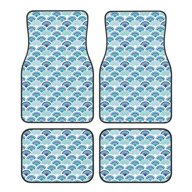Fotbe Blue Fish Scale Texture Juego de 4 Tapetes para Auto con Estampado – Alfombrillas de Goma Reforzada, Diseño Antideslizante, Protección para Todo el Año – Vehículos, Autos, Camionetas y SUVs
