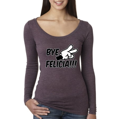 Trendy USA 432 - Women's Long Sleeve T-Shirt Bye Felicia Cartoon Hands Peace Funny Humor Friday Movie Large Vintage