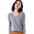 thumbnail image 1 of Maydear Women's V Neck Long Sleeve Sweater Pullover Knit, Stretch Fitted Knitted Bottoming Shirt, 1 of 5