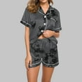 thumbnail image 2 of Jalioing 2 Piece Pajamas Outfits Womens Printed Lounge Set Button down Lapel Shirt and Shorts Sets, 2 of 5
