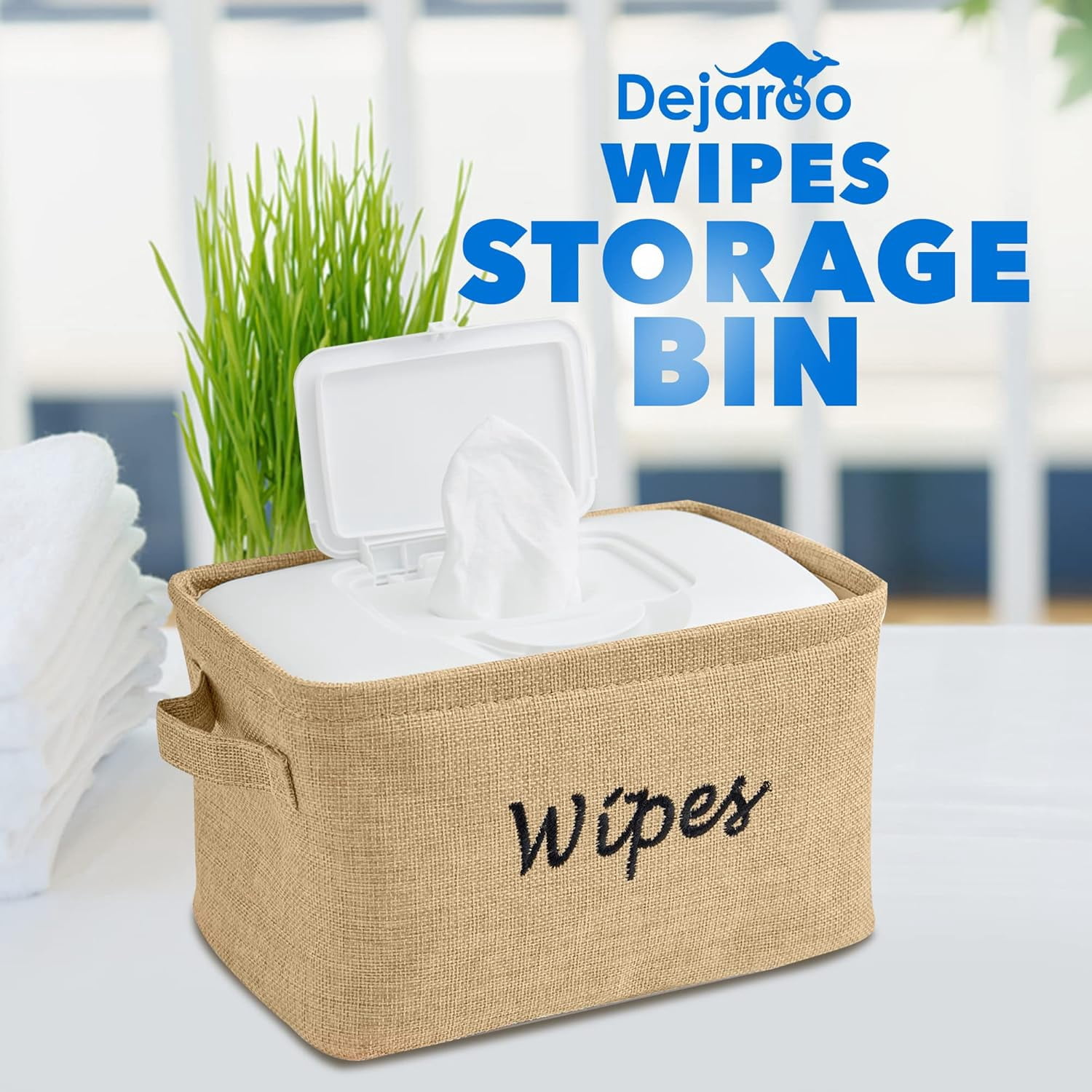 - Baskets for Organizing Wipes and Newborn Essentials, Diaper and Wipes Organizer, Embroidered Baby Shower Gifts for Moms, Linen Basket with Handle, 9 x 6 x 5.5 Inches, Natural