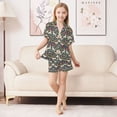 thumbnail image 6 of FORMRS Niños Short Sleeve Top and Pants Pajama Set Unisex Satin 2-Piece Sleepwear, Sizes 5-6Y, Floral Dogs Pattern, 6 of 8