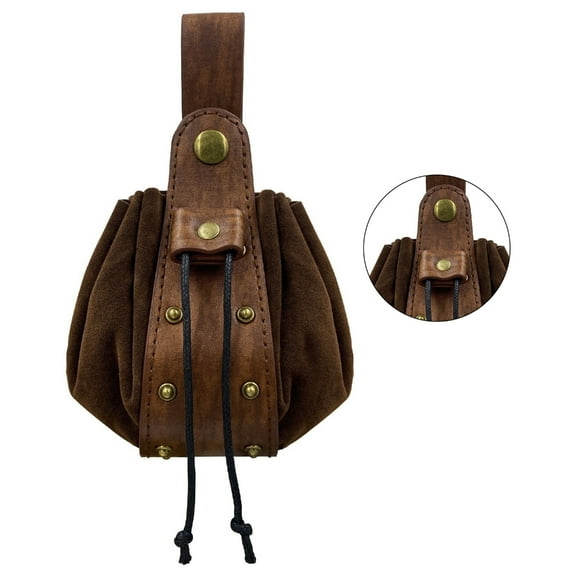 Aellinatey Medieval Belt Pouch Leather Drawstring Bag Portable Purse Vintage Costume