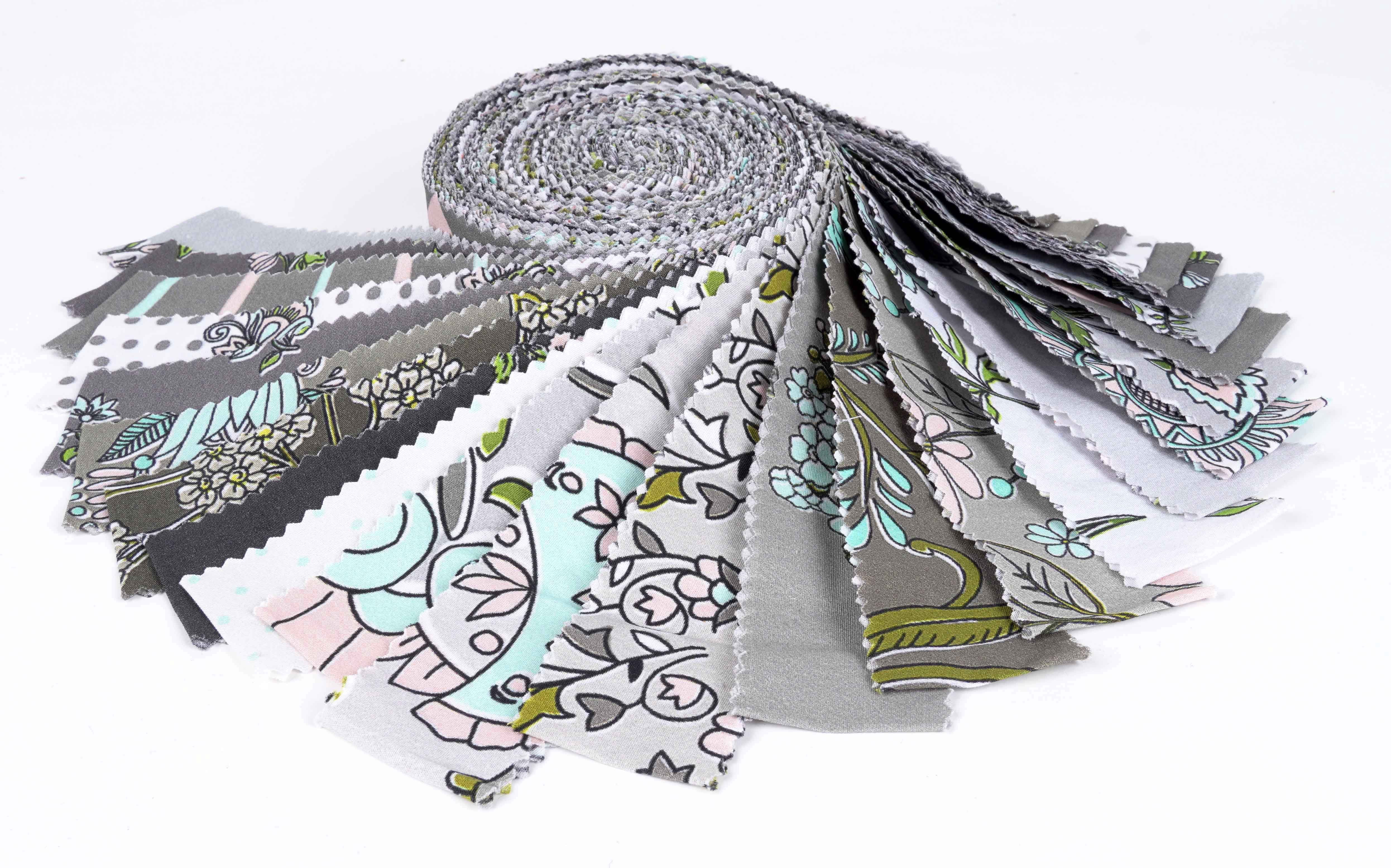 Soimoi 40Pcs Block Print Precut Fabrics Strips Roll Up 1.5x42inches Cotton Jelly Rolls For Quilting - Black