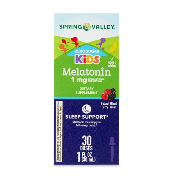 Spring Valley Kid’s Melatonin Liquid Dietary Supplement, 1 fl oz, 1mg
