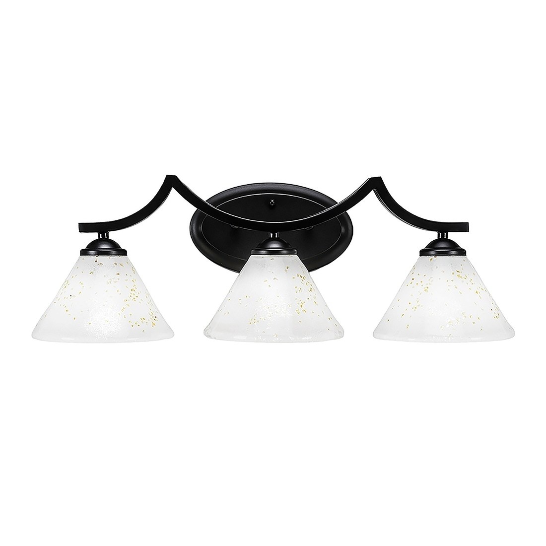 3-Light Bath Vanity Matte Black Finish With 7" Gold Ice ...