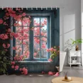 thumbnail image 3 of Outdoor Garden Poster Shower Curtain Vintage Window Wall Growing Floral Plants Polyester Fabric Shower Curtains Bathroom r, 3 of 7