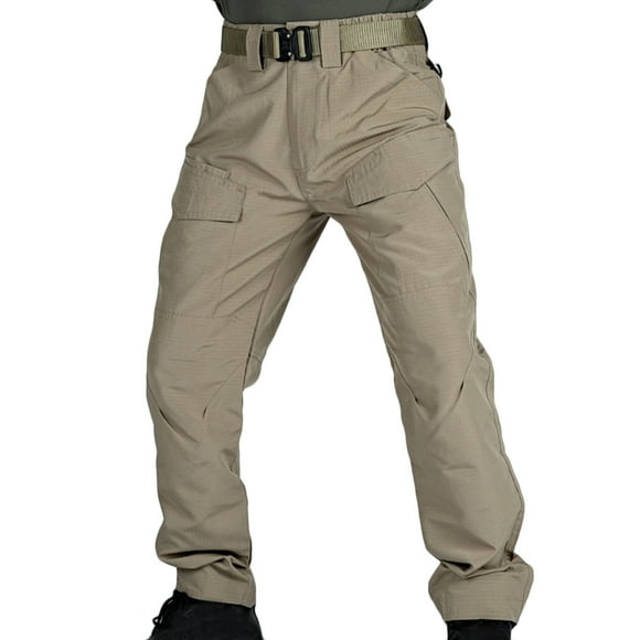 Pxkloy Casual Stretch Pants for Men Baggy Lightweight Waterproof Cargo Pants Outdoor Hiking Combat Tactical Pants with Pockets Khaki,XL