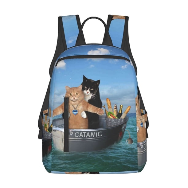 Balery Two Brave Cats Are Floating On The Sea Iceberg Mochila Ligera para Hombres y Mujeres – Resistente y Impermeable, Ideal para la Escuela, el Trabajo, los Viajes y el Uso Diario