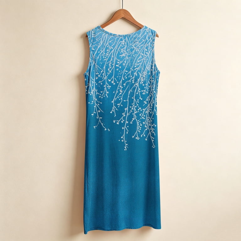 jobturf House Dresses for Older Women Floral Print Plus Size Nightgowns Casual Wide Strap Sleeveless Nightgown Soft Loose Sleep Dress Size 3X-Large