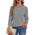 thumbnail image 6 of AGWOLF Womens 3/4 Sleeve Shirts Casual Waffle Crewneck Tops Fashion Lace Patchwork Sleeve T-Shirts Fall Lightweight Blouses, 6 of 10