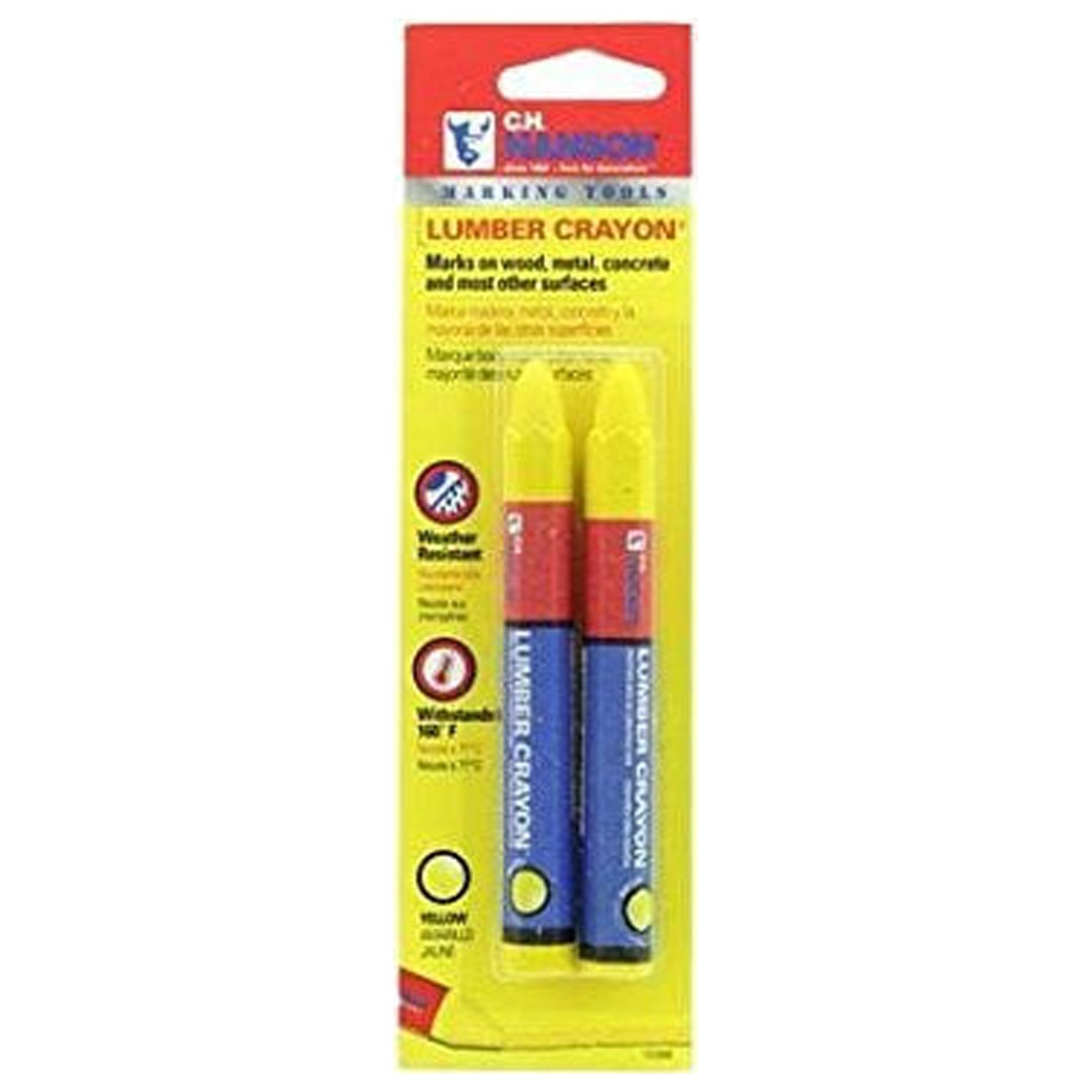 HANSON C H CO 10386 2Pack Yellow Lumber Crayon