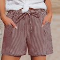 thumbnail image 2 of WAYUTE Womens Shorts Striped Elastic Waist Casual Shorts with Drwastring and Pockets Comfort Everyday for Ladies Versatile Vacation Outfit, 2 of 7