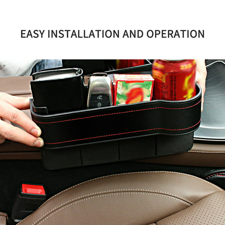 WASHIDAI Black Car Seat Gap Filler Premium PU Full Leather Seat Console  Organizer, Car Pocket Organizer, Car Interior Accessories, Car Seat Side  Drop