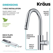 KRAUS Oletto Single Handle Pull Down Kitchen Faucet with QuickDock Top Mount Installation Assembly in Chrome