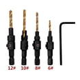 thumbnail image 5 of 1 Set Hexagonal Shank Woodwork Hole Opener Countersunk Drill Bit Drilling Tool For Screw Sizes #5 #6 #8 #10 #12, (4Pcs / 5Pcs), 5 of 8