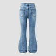 thumbnail image 6 of Tfken Jeans For Girls Casual Flare-Leg Heart Print Distressed Denim Pants Blue Size 10-11 Years, 6 of 6
