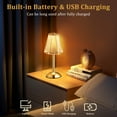 thumbnail image 4 of Walchoice Cordless Table Lamp, 3 Colors Dimmable LED Crystal Desk Lamp, 2500mAh Rechargeable Touch Lamp , Portable Night Light for Bedroom Living Room Restaurant Kitchen, Gold, 4 of 7