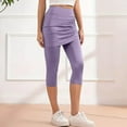 thumbnail image 2 of WTOBBY Women's Drawstring Skirted Workout Leggings, Casual Summer High Waisted Soft Athletic Yoga Pants with Solid Color Design - Pocket-Free Comfort for Sports,Light Purple 2XL, 2 of 5