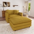 thumbnail image 3 of Muumblus Oversized Lounge Chair with Ottoman, Plush Cloud Accent Armchair for Living Room, Bedroom, Yellow Chenille, 3 of 10