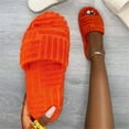 thumbnail image 2 of QueenLine 10 Bulk Women Fluffy Slippers Corduroy Flat Ladies Furry Slides Peep Toe Thick Sole Shoes Summer Autumn Runway Flip Flops, 2 of 6
