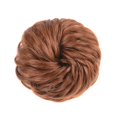 thumbnail image 1 of Pelo castaño, postizos grandes, rizos, ondulados, coletero, moño falso de cabello natural, elástico para mujeres y niñas, 1 of 5